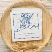 Newport Rhode Island Map Navy Elegant Wedding Servet