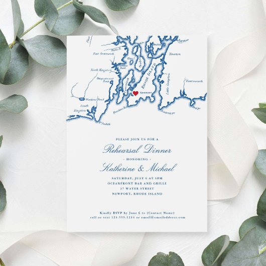 Newport Rhode Island Map Navy Rehearsal Dinner Kaart