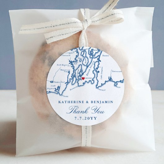 Newport Rhode Island Map Navy Wedding Favor Ronde Sticker