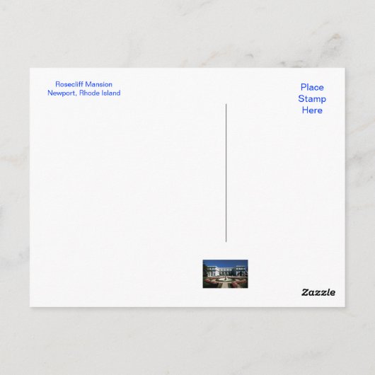 Newport Rhode Island, Rosecliff Mansion Post Card Briefkaart (Achterkant)