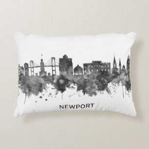 Newport Rhode Island Skyline BW Accent Kussen