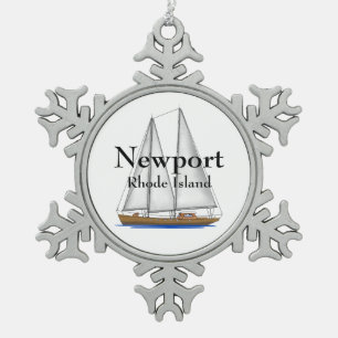 Newport Rhode Island Tin Sneeuwvlok Ornament
