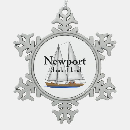 Newport Rhode Island Tin Sneeuwvlok Ornament (Voorkant)