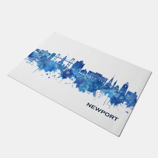 Newport Rhode Island USA Skyline Blue Deurmat (Schuin)