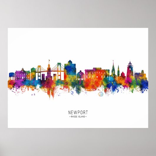 Newport Rhode Island USA Skyline Poster (Voorkant)
