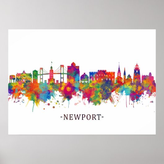 Newport Rhode Island USA Skyline Poster (Voorkant)