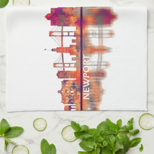 Newport Rhode Island USA Skyline Theedoek (Gevouwen)