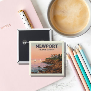 Newport Rhode Island Vierkante Button 5,1 Cm