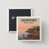 Newport Rhode Island Vierkante Button 5,1 Cm (Voorkant /achterkant)