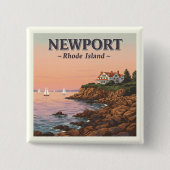 Newport Rhode Island Vierkante Button 5,1 Cm (Voorkant)