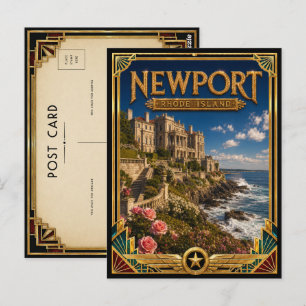 Newport Rhode Island Vintage Art Deco Gouden Tijdp Briefkaart