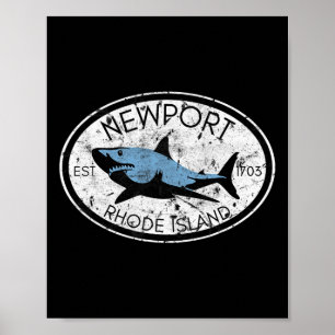 Newport Rhode Island Vissen Haai Vis Strand Oud Poster