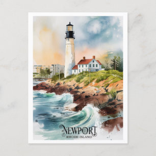 Newport, Rhode Island Vuurtoren schilderij Briefkaart