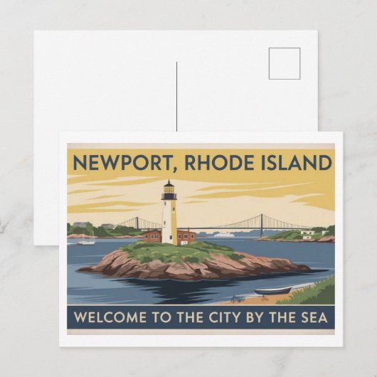 Newport, Rhode Island Vuurtoren schilderij Briefkaart (Voorkant / Achterkant)