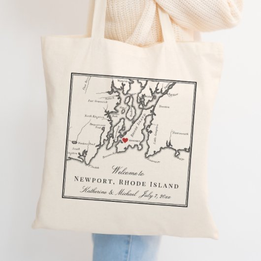 Newport Rhode Island Zwart Wit Huwelijk Welkom Tote Bag