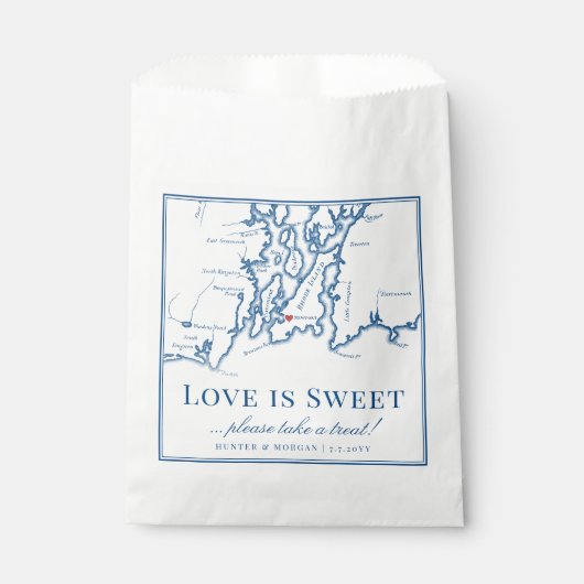 Newport RI Bestemming Bruiloft Liefde is Zoet Bedankzakje (Voorkant)