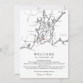 Newport RI Bruiloft Welkomstweekendroute Bedankkaart (Voorkant)