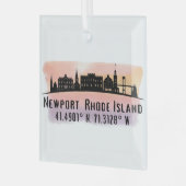 Newport RI City Skyline Glass Ornament (Voorkant links)