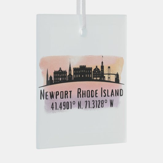 Newport RI City Skyline Glass Ornament (Voorkant Rechts)