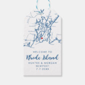 Newport RI Elegante Moderne Marine Bruiloft Favor Cadeaulabel (Voorkant)