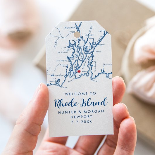 Newport RI Elegante Moderne Marine Bruiloft Favor Cadeaulabel
