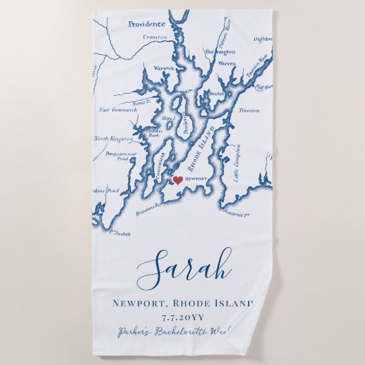 Newport RI gepersonaliseerde vrijgezellenweekend Strandlaken (Voorkant)