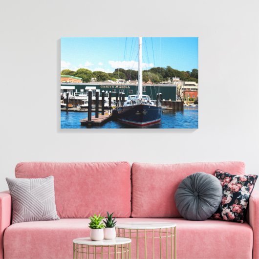 Newport, RI haven zeilboot Canvas Afdruk (Insitu (Woonkamer))