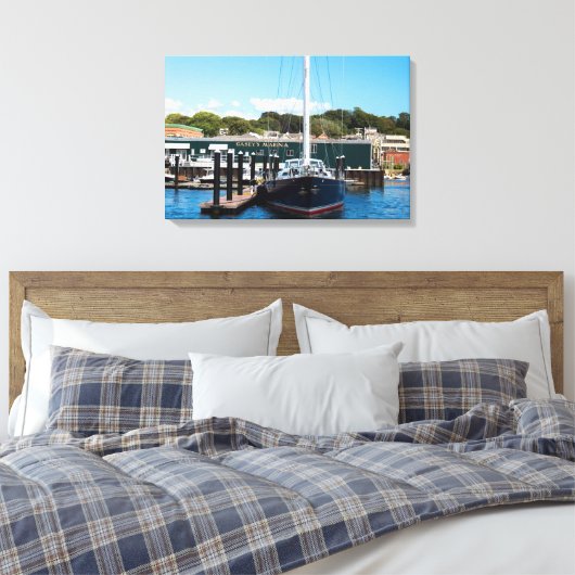 Newport, RI haven zeilboot Canvas Afdruk (Insitu (Slaapkamer))