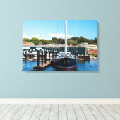 Newport, RI haven zeilboot Canvas Afdruk (Insitu (Houten vloer))