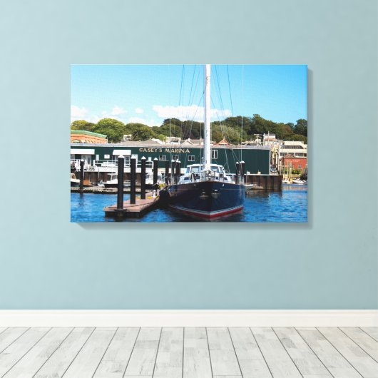 Newport, RI haven zeilboot Canvas Afdruk (Insitu (Houten vloer))