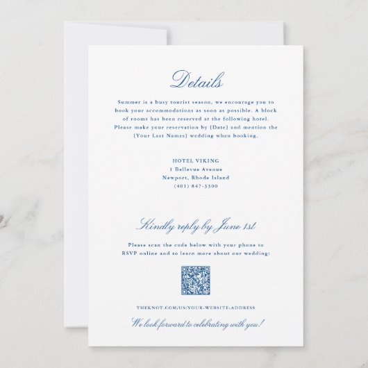 Newport RI Kaart Alles-in-één QR-code RSVP Bruilof (Achterkant)