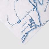 Newport RI Kaart Elegant Marine Blauw Tissuepapier (Detail)