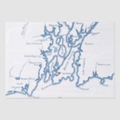 Newport RI Kaart Elegant Marine Blauw Tissuepapier (Voorkant)