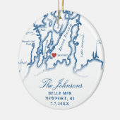 Newport RI Kaart Trouwfoto Kerst Keramisch Ornament (Links)