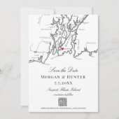 Newport RI Kaart Zwart en Wit Elegante QR code (Voorkant)