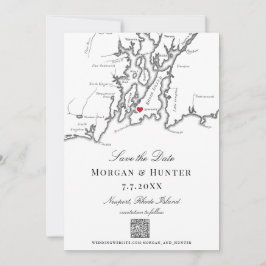 Newport RI Kaart Zwart en Wit Elegante QR code