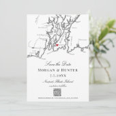 Newport RI Kaart Zwart en Wit Elegante QR code (Staand voorkant)