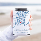 Newport, RI Map Wedding Favor Drink Holder Blikjeskoeler