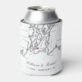 Newport, RI Map Wedding Favor Drink Holder Blikjeskoeler (Blikje Voorkant)