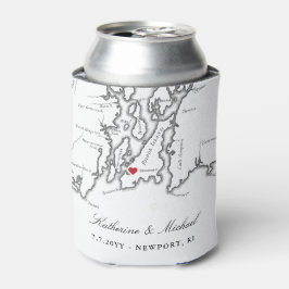 Newport, RI Map Wedding Favor Drink Holder Blikjeskoeler