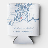 Newport, RI Map Wedding Favor Drink Holder Blikjeskoeler (Voorkant)