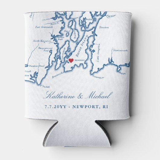 Newport, RI Map Wedding Favor Drink Holder Blikjeskoeler (Voorkant)