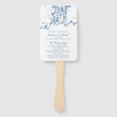 Newport, RI Map Wedding Program Elegant Navy Handwaaier (Voorkant)