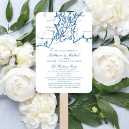 Newport, RI Map Wedding Program Elegant Navy Handwaaier