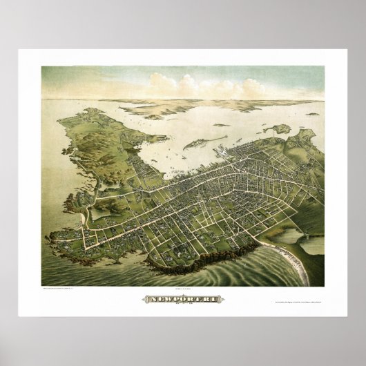 Newport, RI Panoramic Map - 1878 Poster (Voorkant)