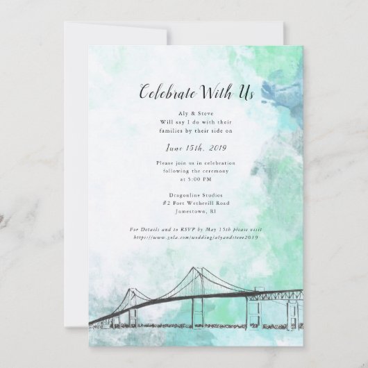 Newport, RI Thema Waterkleur Uitnodiging (Voorkant)