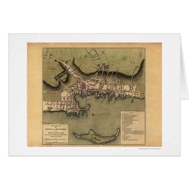 Newport, RI Town Map - 1777 (Voorkant Horizontaal)