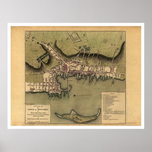 Newport, RI Town Map - 1777 Poster (Voorkant)