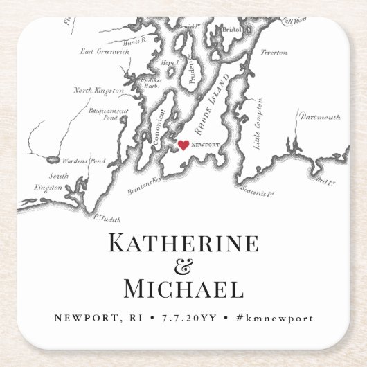 Newport RI Weddenschap Welkomstfeest Cocktail Hour Kartonnen Onderzetters (Voorkant)