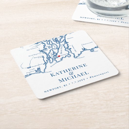 Newport RI Weddenschap Welkomstfeest Cocktail Hour Kartonnen Onderzetters (Schuin)